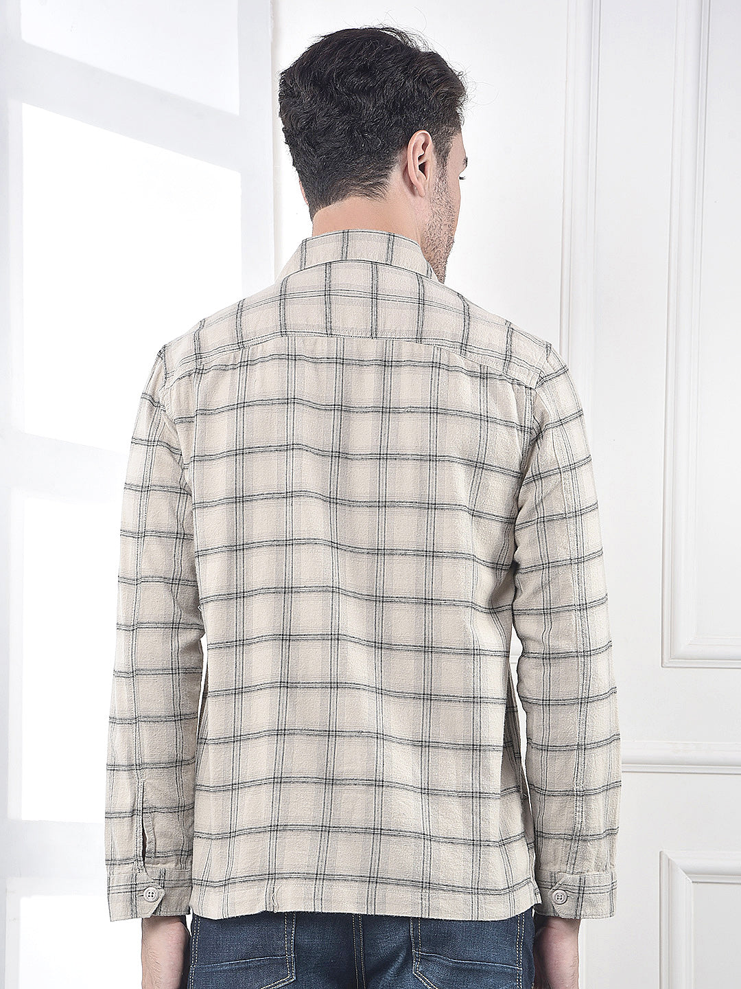 Yellow Checked 100% Cotton Shirt