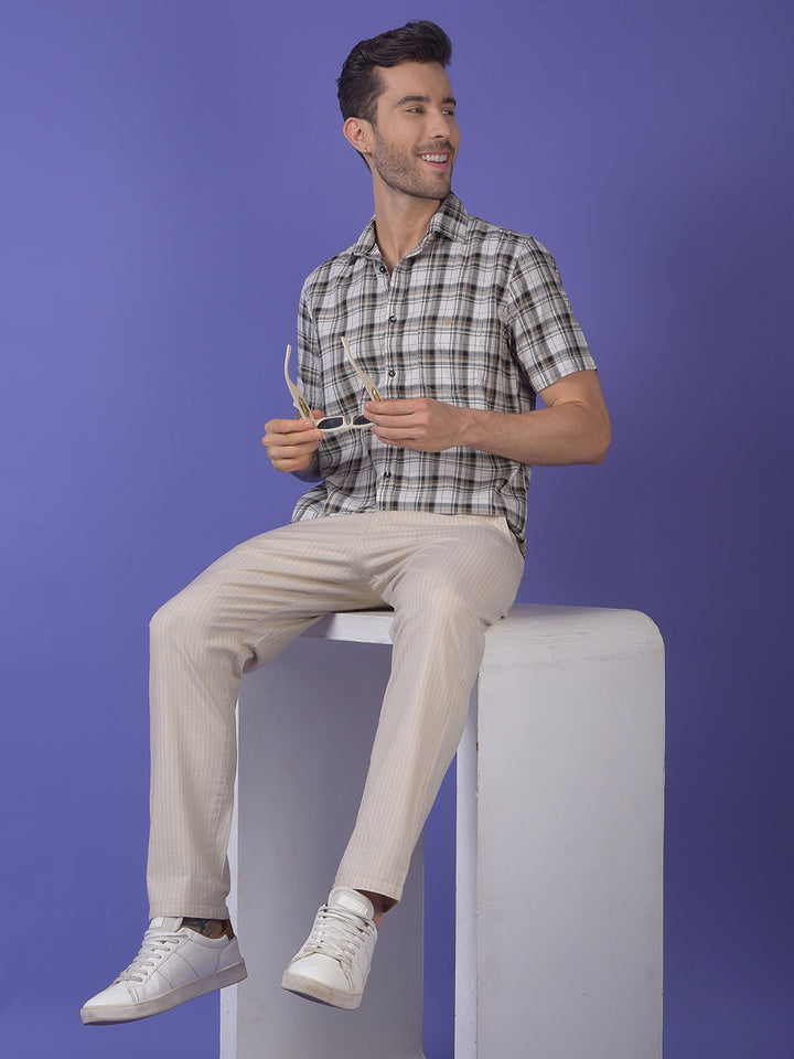 Beige Printed Trousers