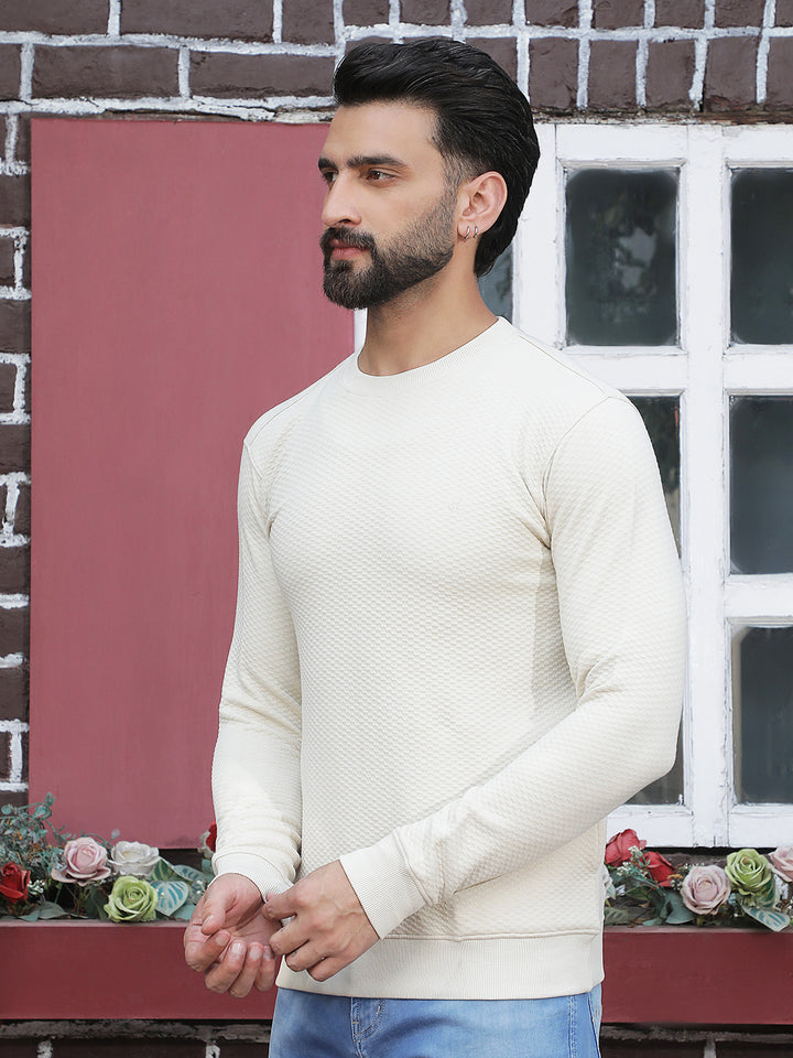 Off White Jacquard Sweatshirt