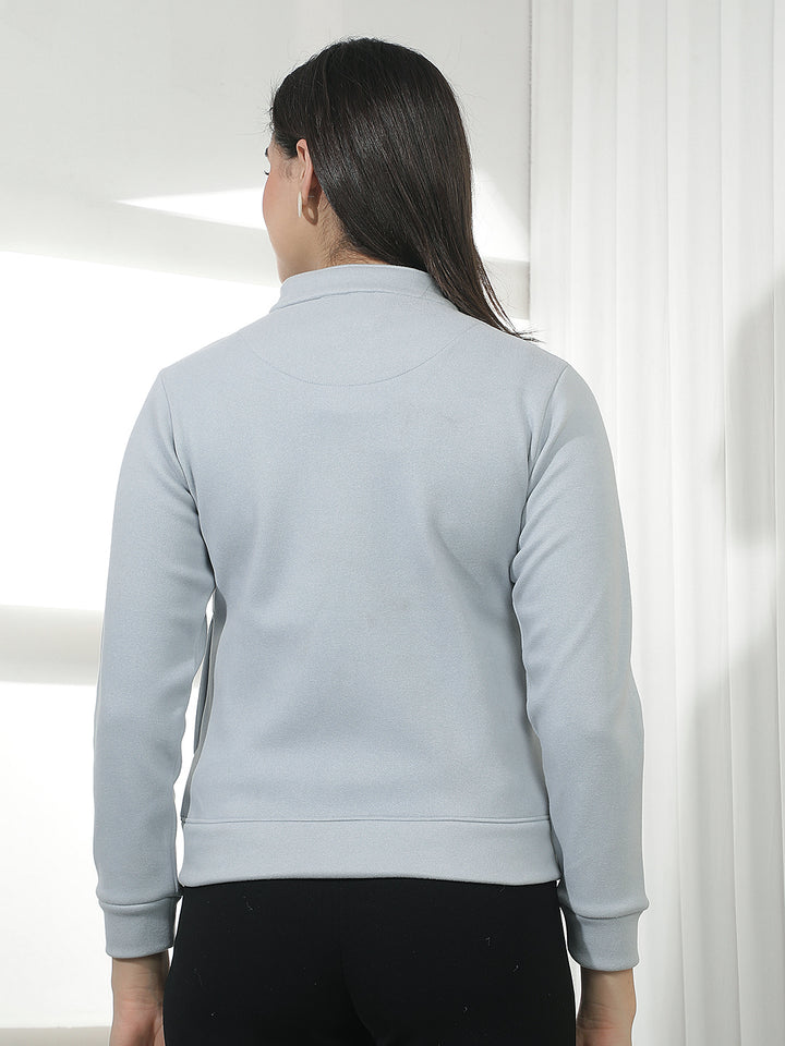 Blue Typographic Print Front-Open Sweatshirt