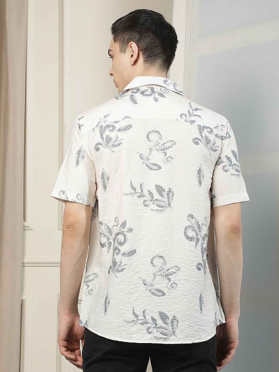 Grey Floral Printed Shirt