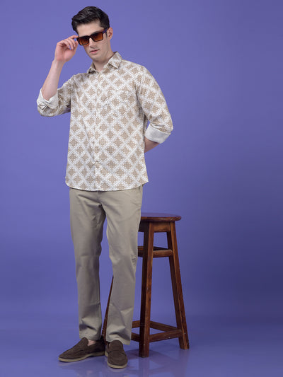 Beige Printed Shirt