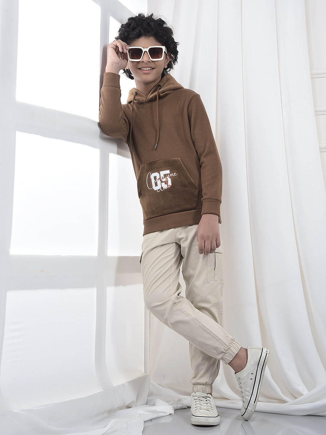 Brown Hooded Neck Sweatshirt