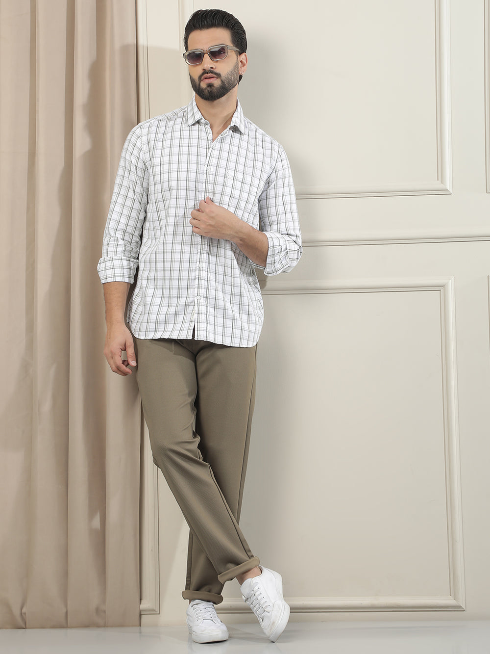 White Checked 100% Cotton Shirt