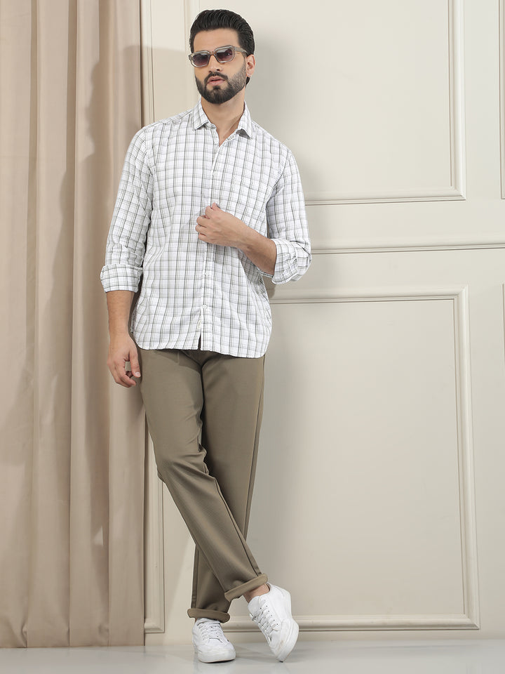 White Checked 100% Cotton Shirt