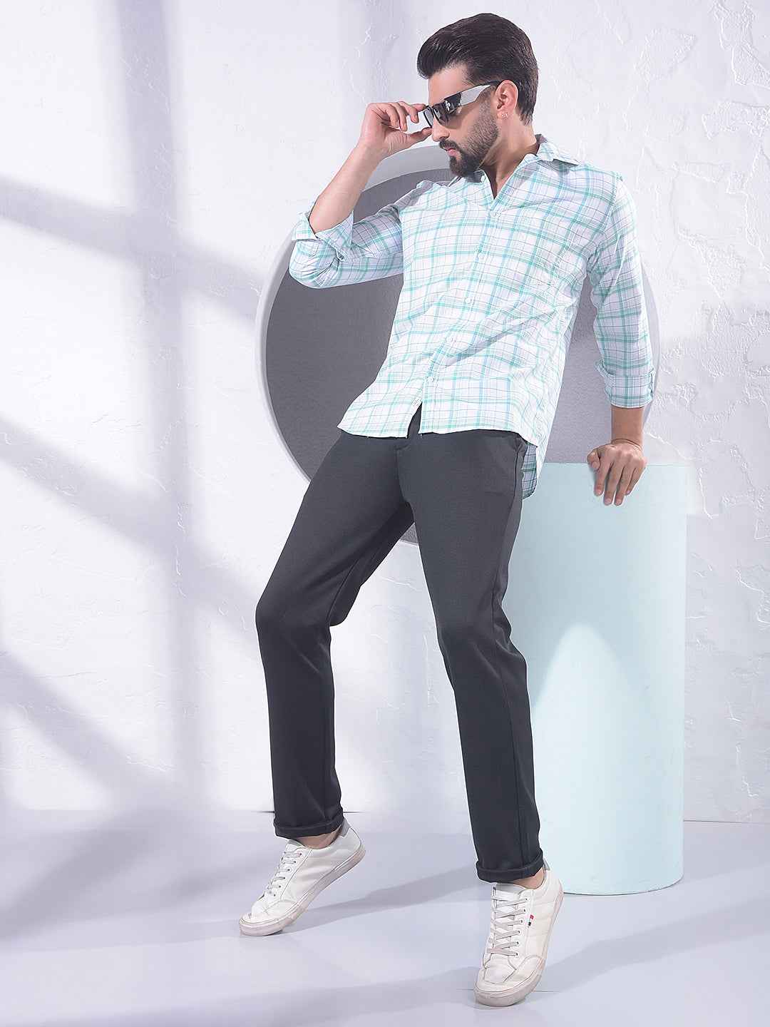 Green Checked 100% Cotton Shirt