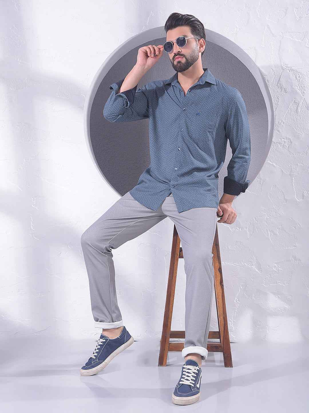 Blue Textured Surface Shirt