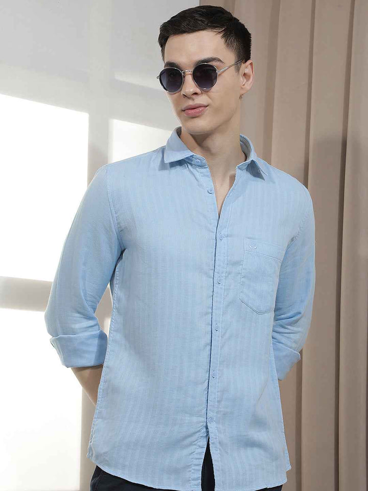 Blue Vertical Stripes Shirt