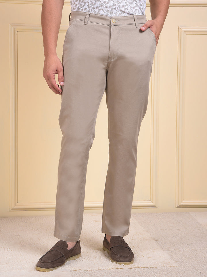 Beige Printed Trousers