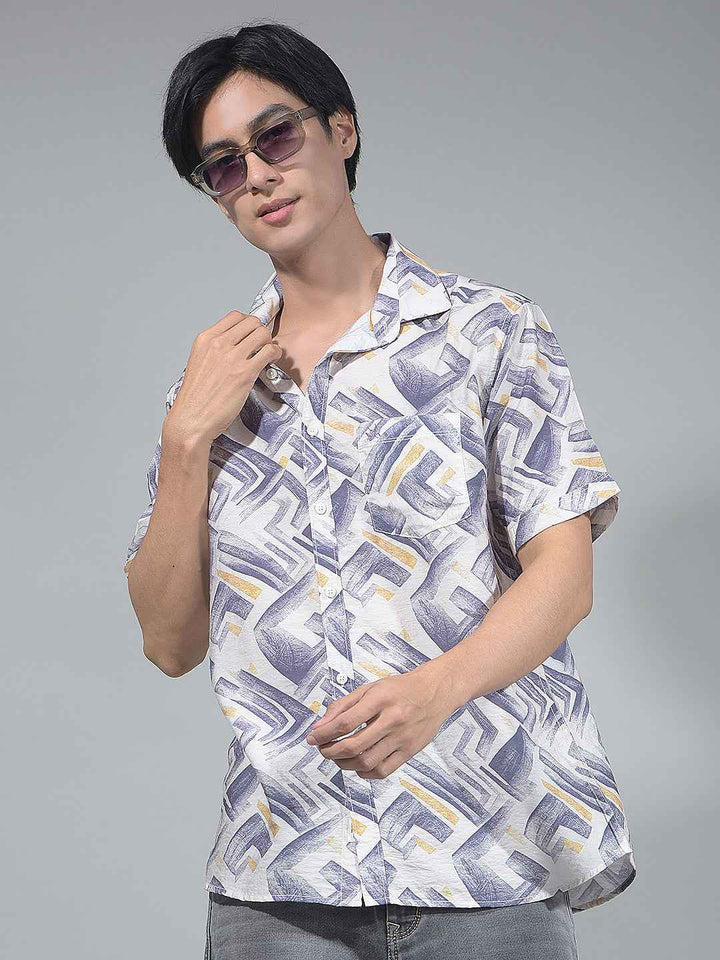 Purple Print Detailed Shirt