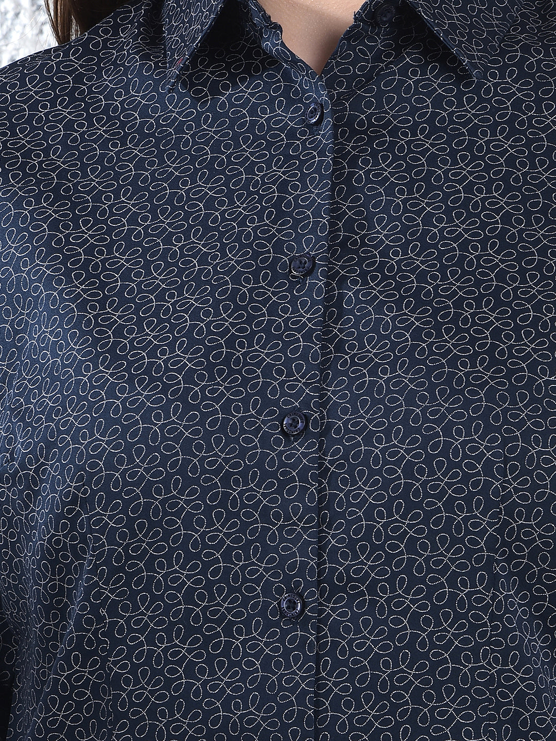 Printed Navy Blue Shirt-Women Shirts-Crimsoune Club