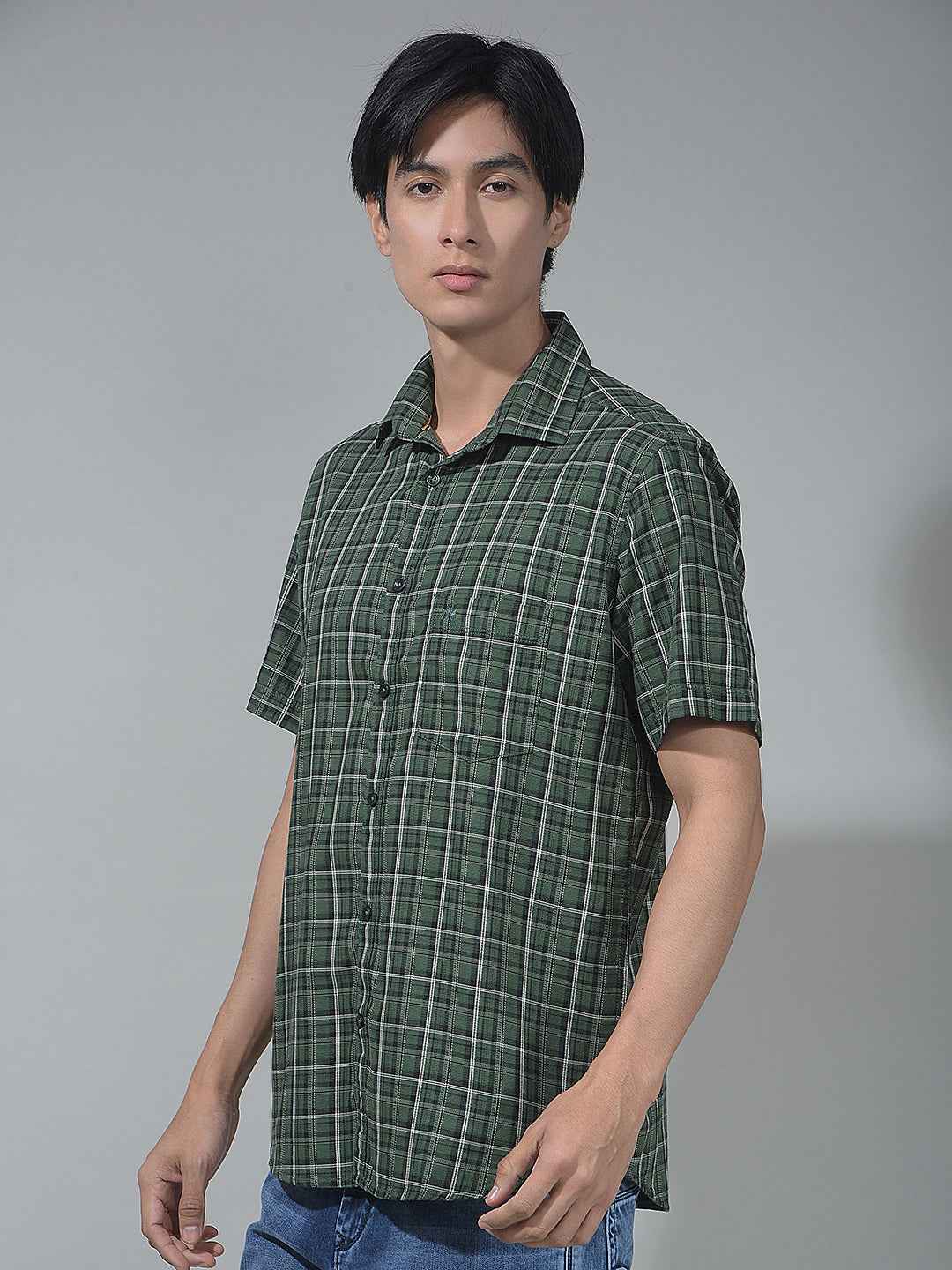 Green Checked 100% Cotton Shirt
