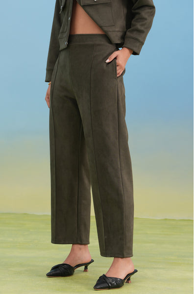 Olive Straight Winter Trousers