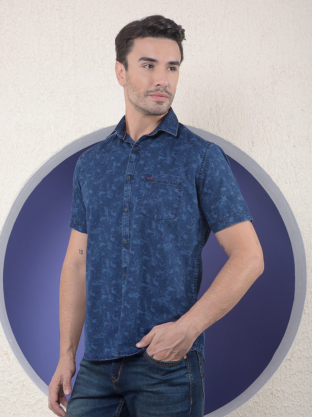 Printed 100% Cotton Blue Shirt