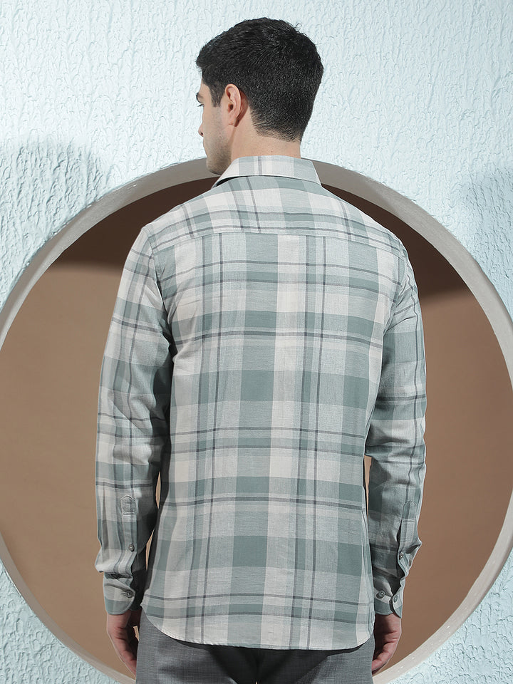 Green 100% Cotton Checked Shirt