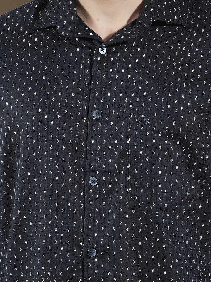 Blue Micro Print Shirt