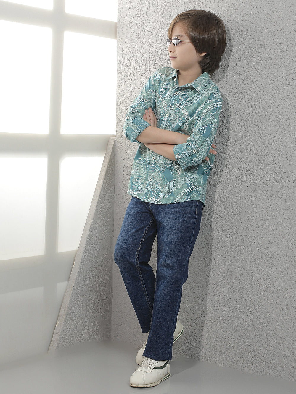 Sea Green Graphic Print Shirt