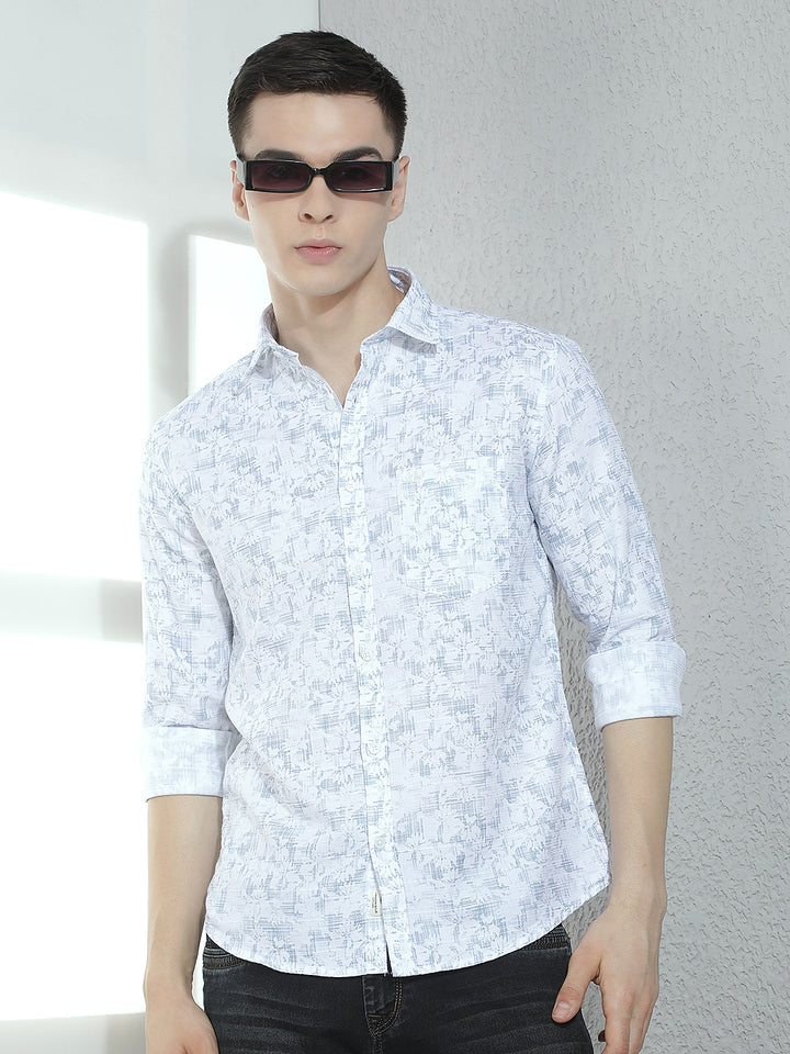 Powder Blue Floral Easy Wear Shirt