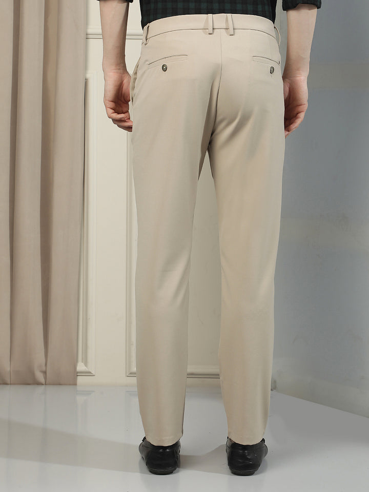 Structured Oatmeal Beige Chino Trousers