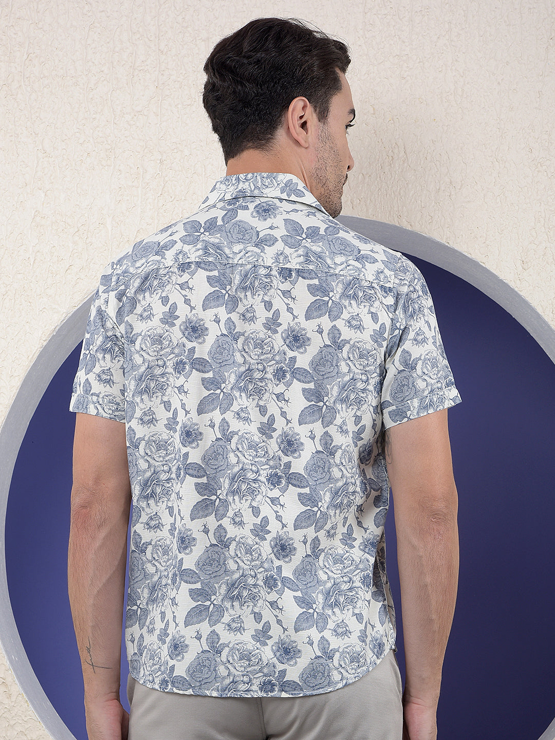 Printed Linen Grey Shirt