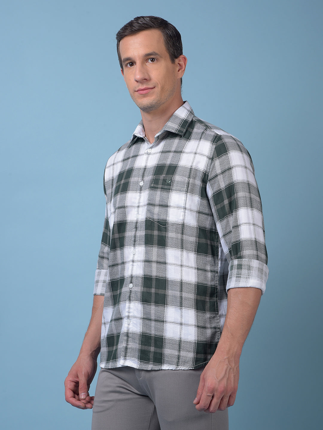 Green Checked 100% Cotton Shirt
