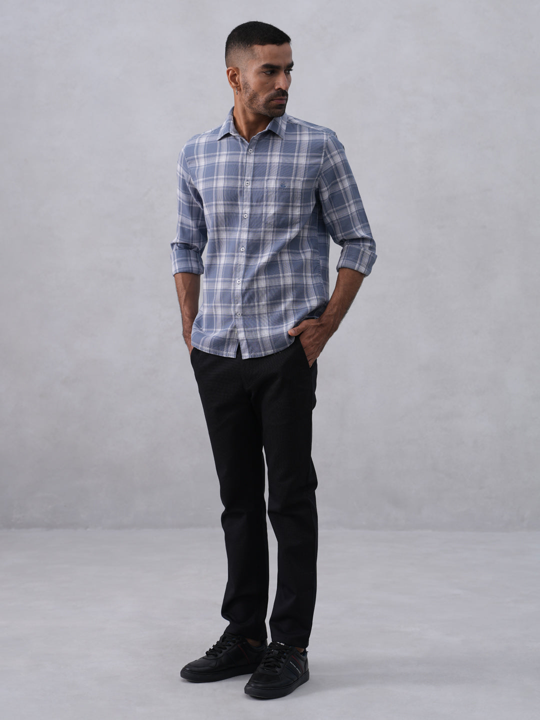 Blue Checked 100% Cotton Shirt