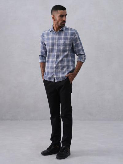 Blue Checked 100% Cotton Shirt