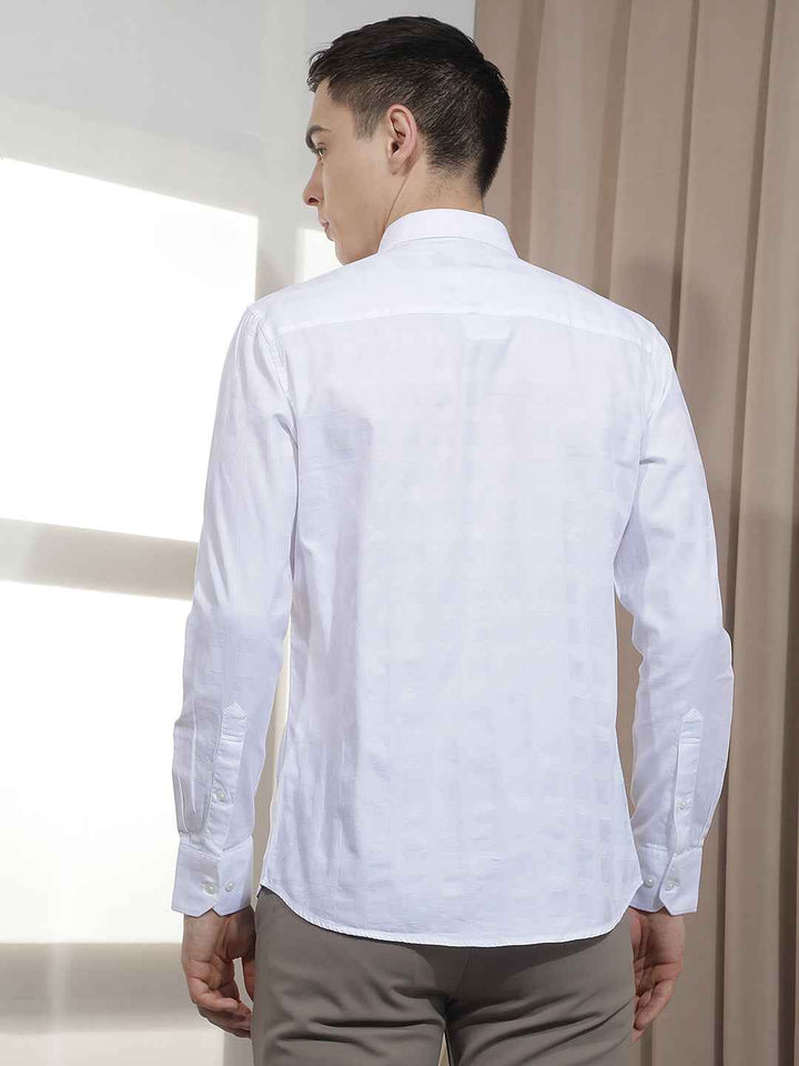 White Jacquard 100% Cotton Shirt