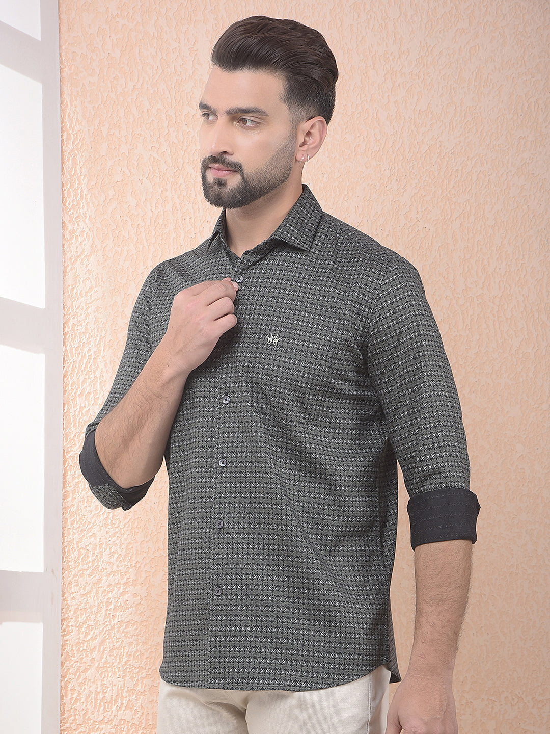 Green Printed 100% Cotton Shirt
