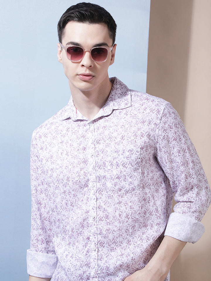 Pink Printed Linen Shirt