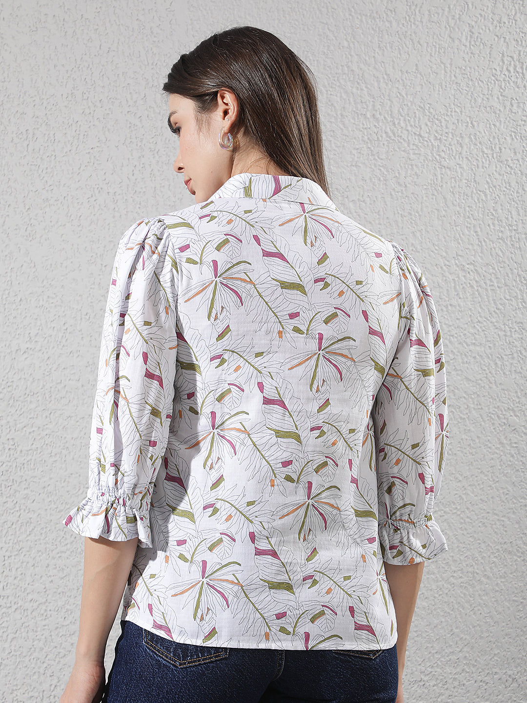 Green Floral Print 100% Cotton Shirt
