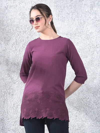 Purple Floral Embroidered Top
