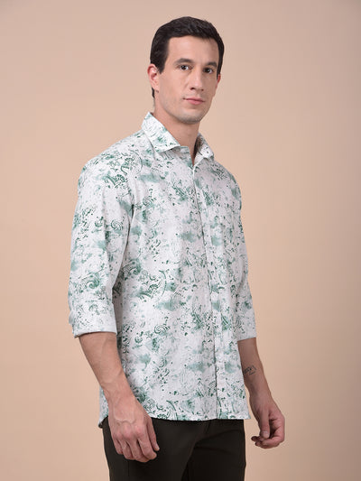 Sleek Silhouette Green Printed Shirt