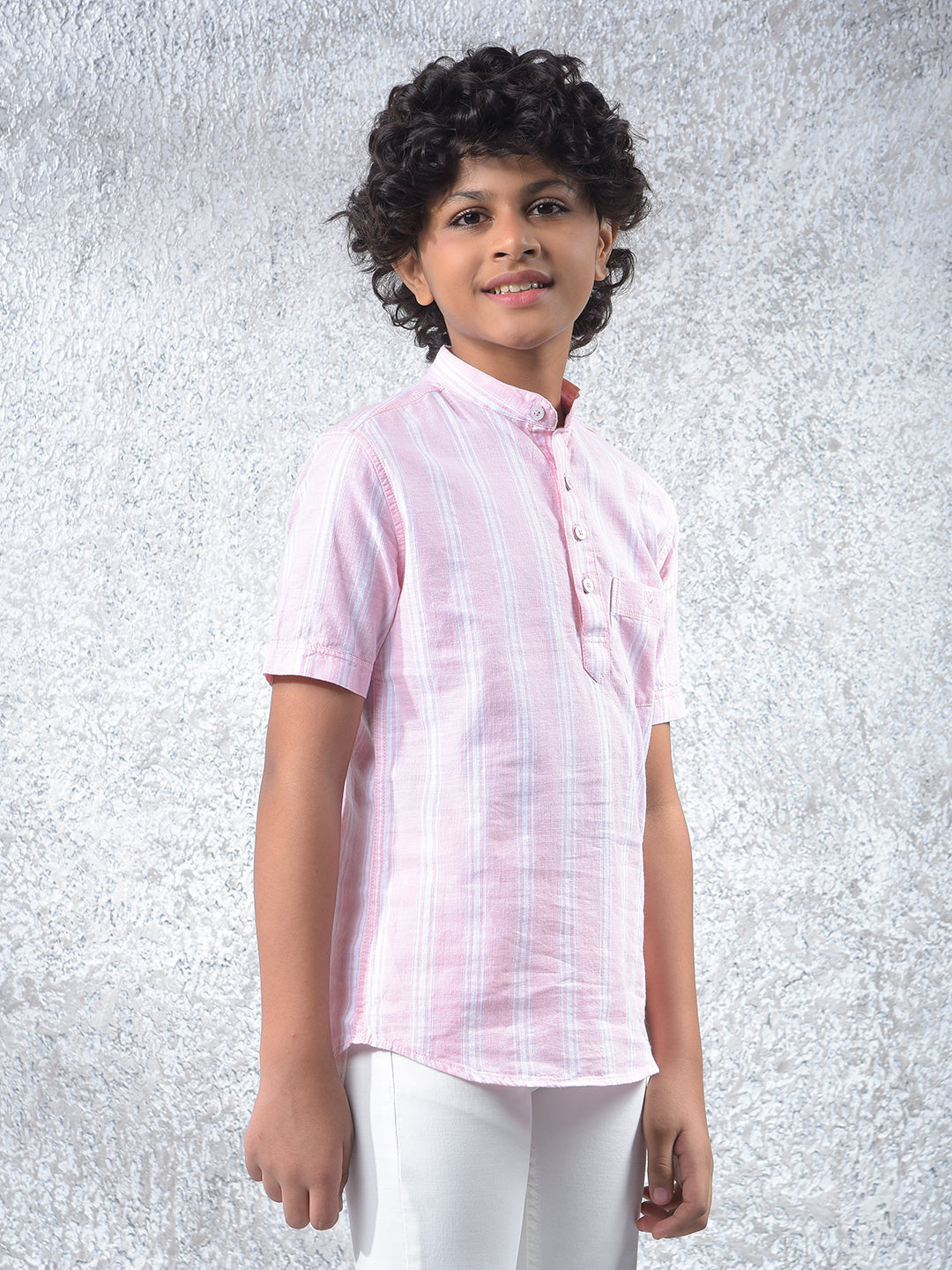 Pink Vertical Stripes 100% Cotton Shirt-Boys Shirts-Crimsoune Club