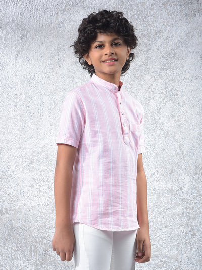 Pink Vertical Stripes 100% Cotton Shirt-Boys Shirts-Crimsoune Club