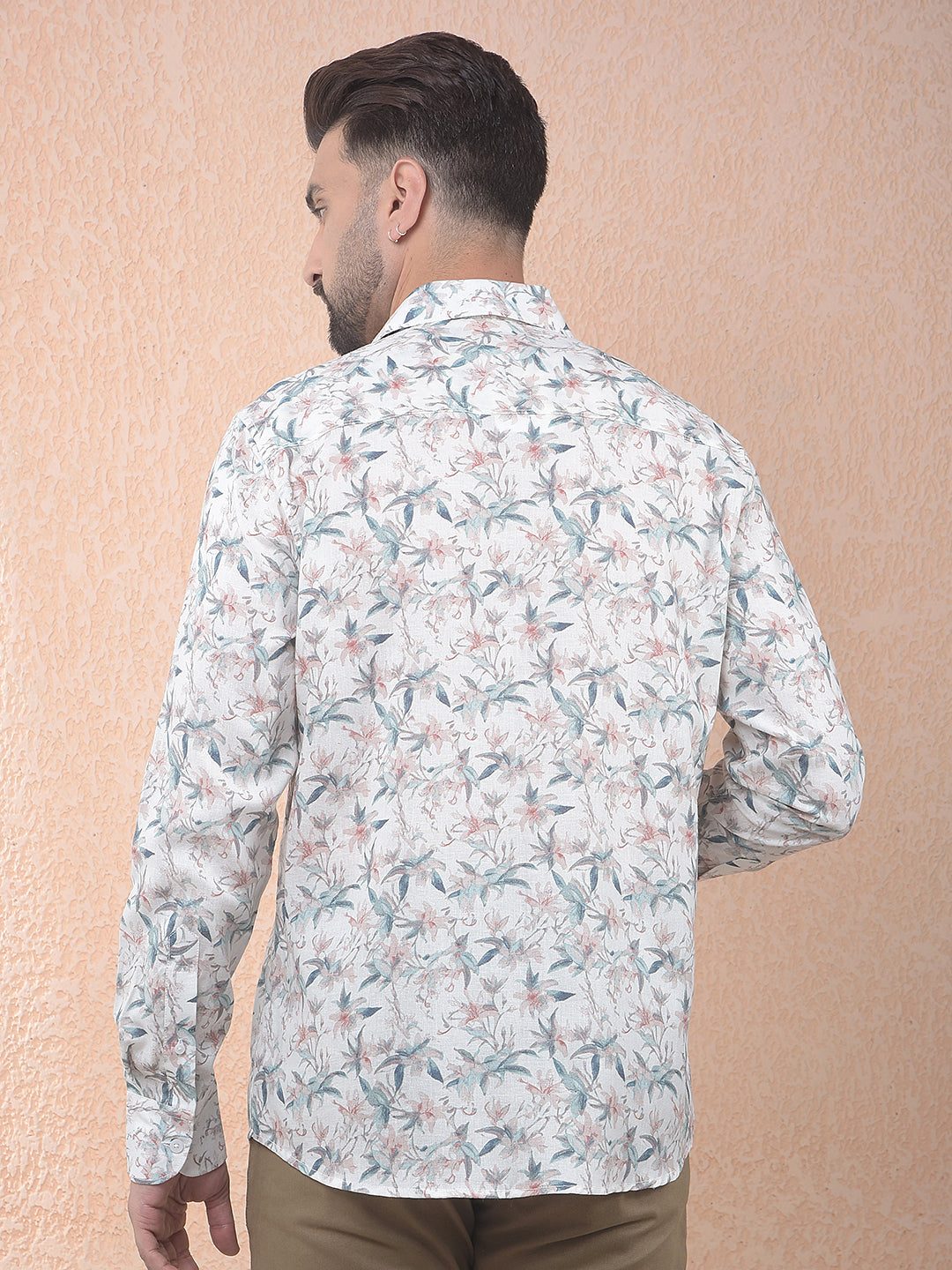 Multi-Color Floral Print Linen Shirt