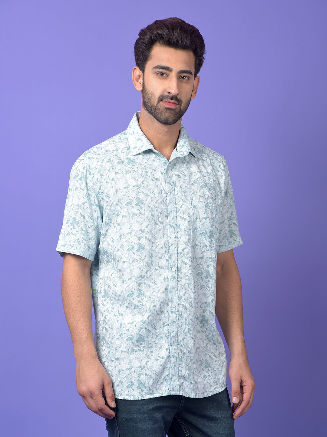 Green Floral Print Shirt