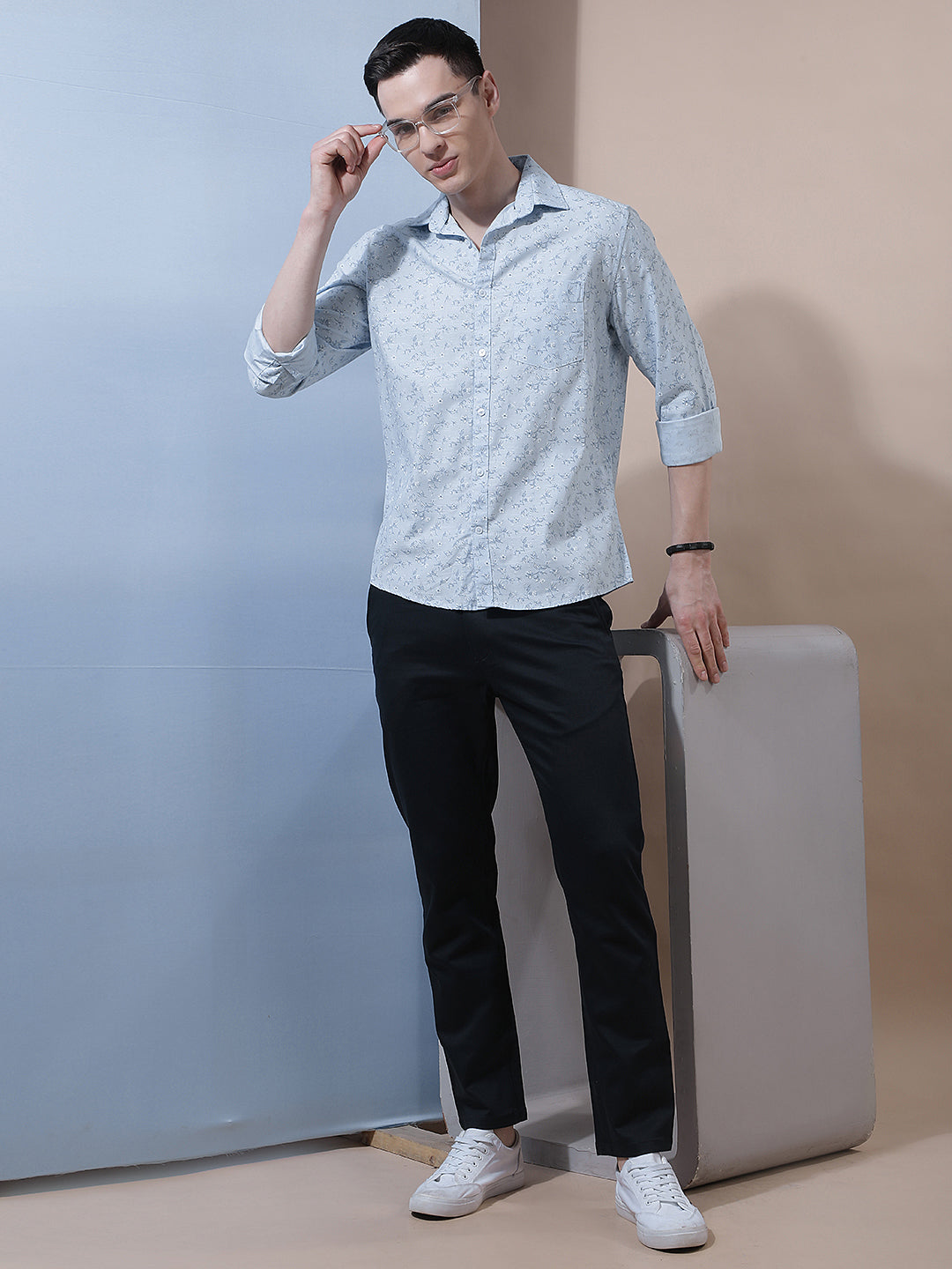 Blue Floral Print Shirt