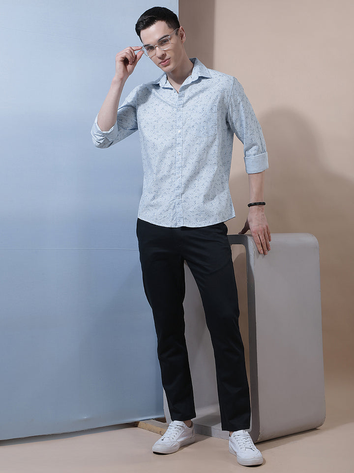 Blue Floral Print Shirt