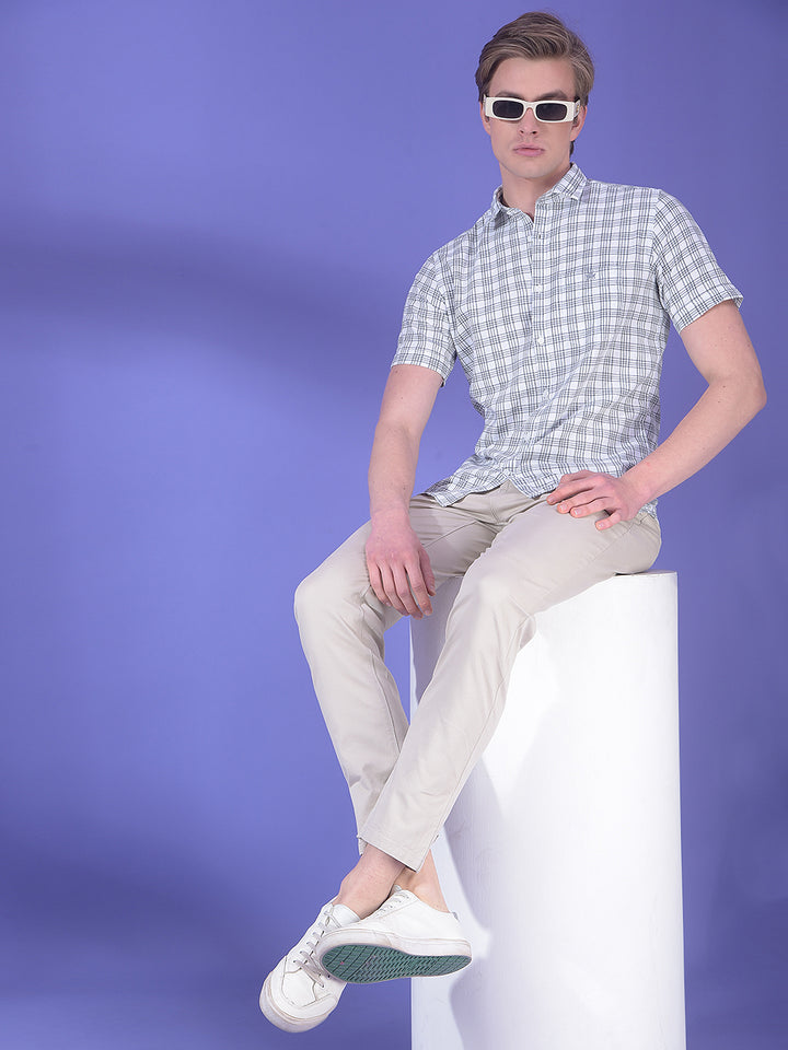 White Checked 100% Cotton Shirt