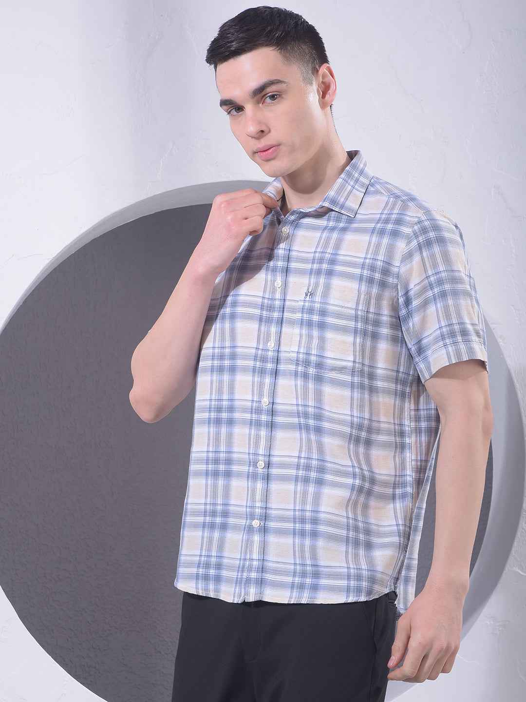 Blue Checked Linen Shirt