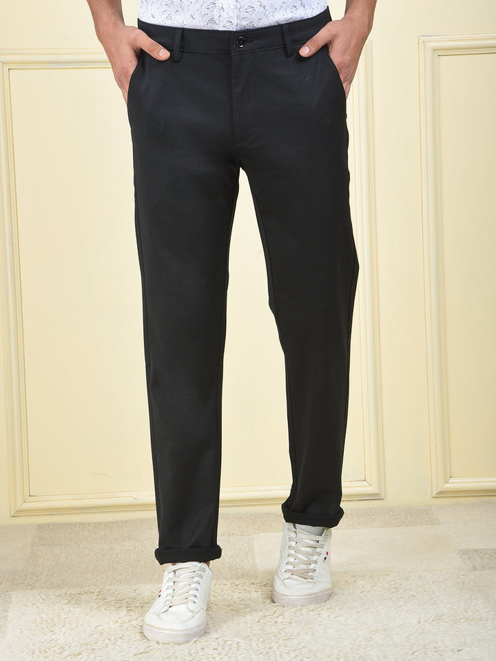 Pure Edge Black Printed Trousers