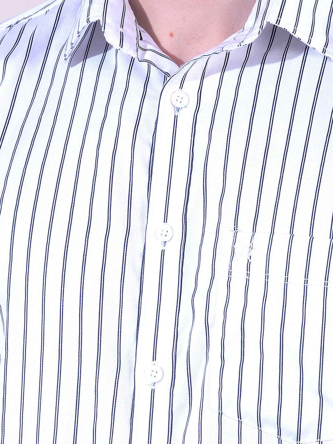 White Vertical Stripes Shirt