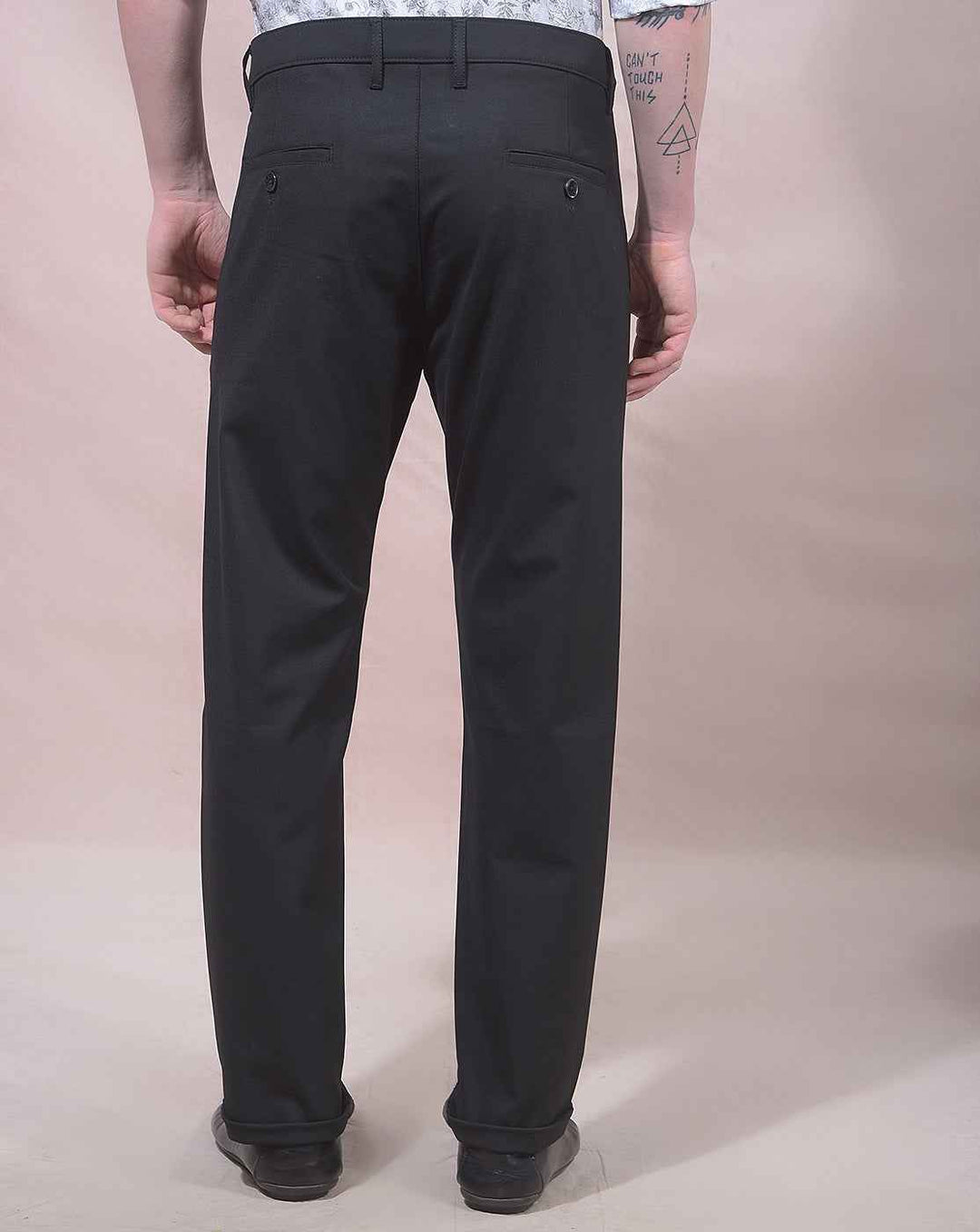Black Chino Style Casual Trousers