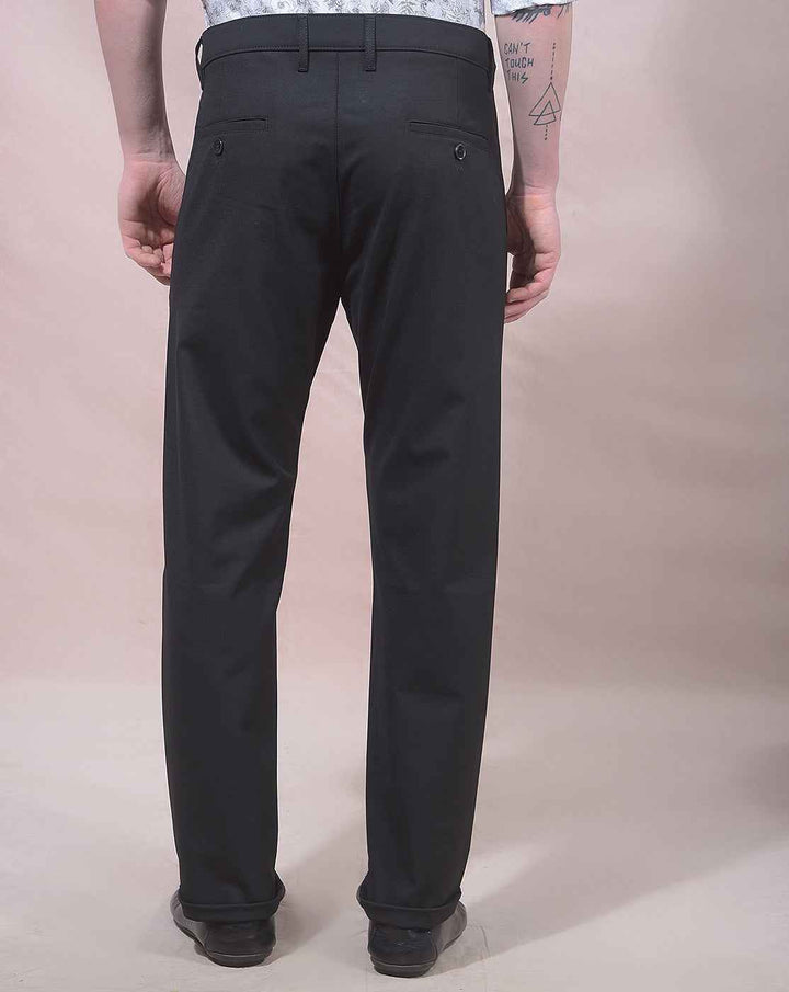 Black Chino Style Casual Trousers