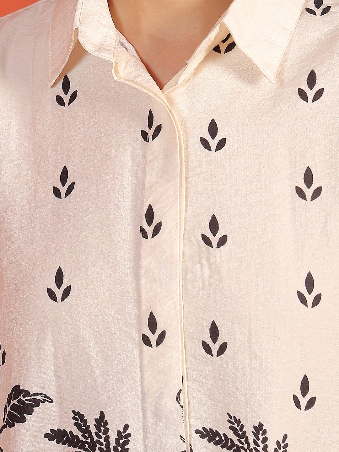 Off White Floral Print Shirt
