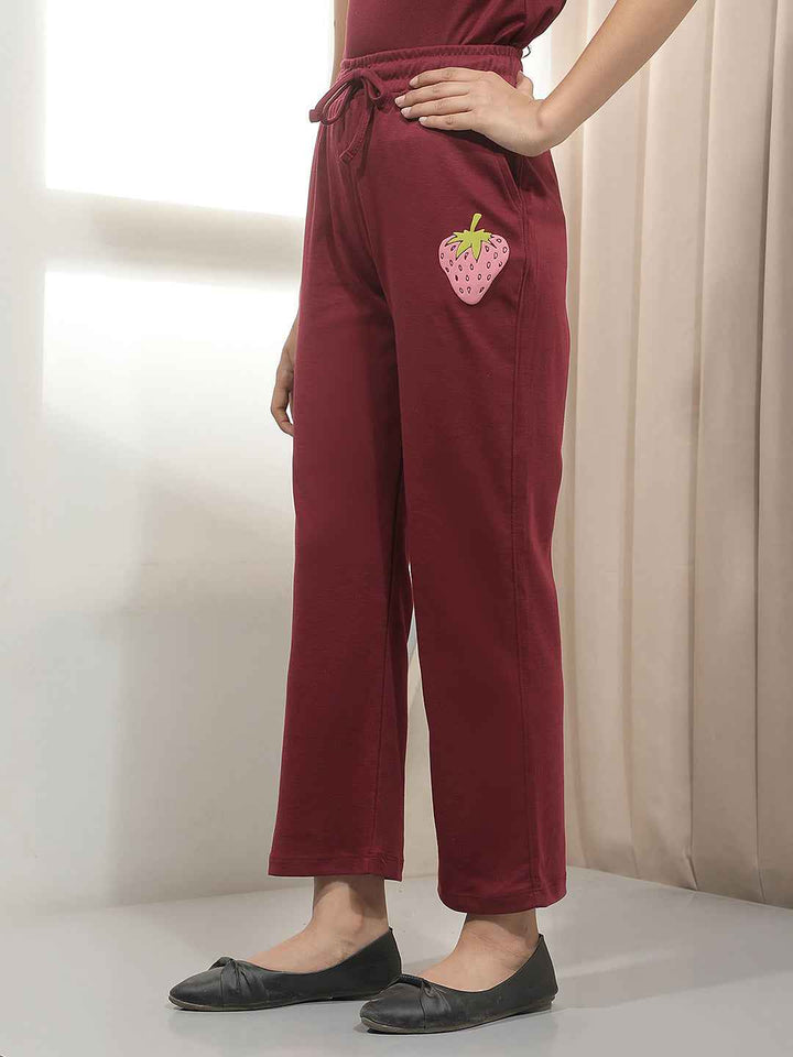 Maroon Embroidery Trackpants