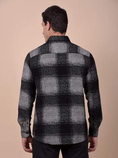 Black Checked 100% Cotton Corduroy Shirt