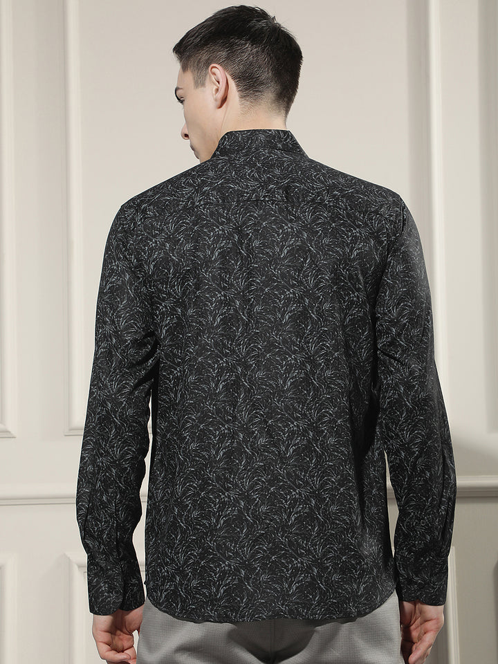 Olive Floral Print Shirt