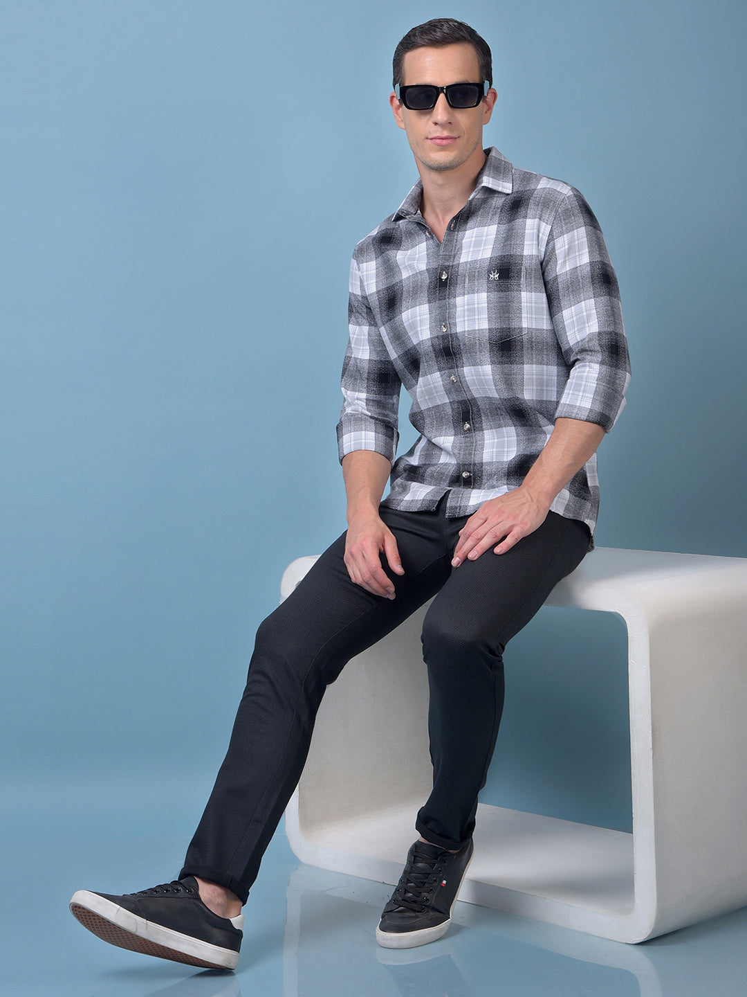 Black Checked 100% Cotton Shirt
